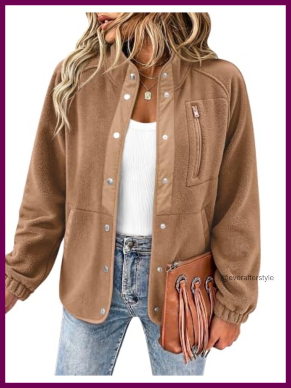 Sherpa Fleece Snap Button Jacket Western Aztec Print Stand Collar